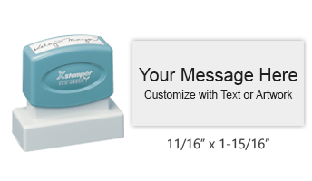 Customize this 11/16" x 1-15/16" stamp with 4 lines of text or artwork in your choice of 11 ink colors. Great for logos! Ships in 4-5 business days.