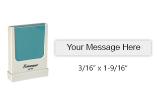 Customize this 3/16" x 1-9/16" stamp with up to 1 line of text in your choice of 11 ink colors. Great for emails, URL's and more. Ships in 4-5 business days.