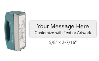Customize this 5/8" x 2-7/16" pocket stamp with up to 3 lines of text or artwork free. Available in 11 exciting ink colors and ships in 4-5 business days.