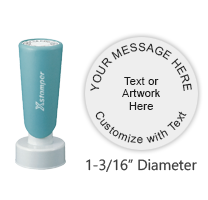 Customize this 1-3/16" round stamp with 5 lines of text or artwork in your choice of 11 ink colors. Great for inspection stamps. Ships in 1-2 business days.