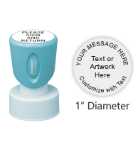 Personalize this 1" round stamp with text or artwork and choose from 11 ink colors. Great for monograms, labels or addresses. Ships in 4-5 business days.