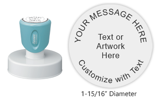 Customize this premium quality 1-15/16" round pre-inked stamp with text or artwork in your choice of 11 exciting ink colors. Ships in 4-5 business days.
