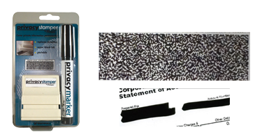 Redacting small rubber stamp & marker kit for redacting personal information on mail, packages, prescription bottles & more. Free shipping on orders over $60!
