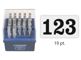 This stamp set includes 17 pieces that connect vertically or horizontally to create a numeric message or sequence for stamping. Ink pads not included.