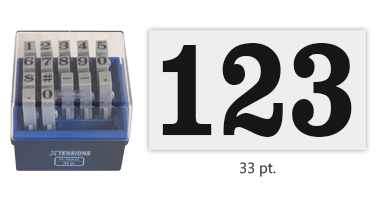 Xstamper Xtensions number set allows you to create a custom numeric message or sequence. This set includes 17 connectable Roman numbers and symbols.