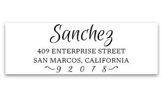 Customize this script address stamp with 4 lines of text, 4 stamp mount options and 11 ink color choices. Free shipping on orders over $100!