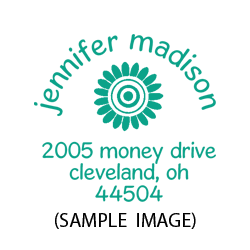 Sunburst round monogram address stamp on 5 mount options. Hand stamp requires ink pad, not included. Fast & free shipping on orders $75 and over!