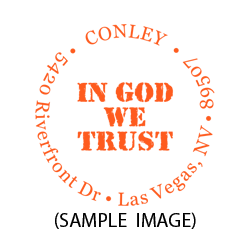 God We Trust round monogram address stamp on 5 mount options. Hand stamp requires ink pad, not included. Fast & free shipping on orders $75 and over!