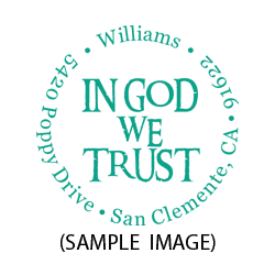 Trust God round monogram address stamp on 5 mount options. Hand stamp requires ink pad, not included. Fast & free shipping on orders $75 and over!