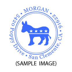 Democratic Donkey round monogram address stamp on 5 mount options. Hand stamp requires ink pad, not included. Fast & free shipping on orders $60 and over!