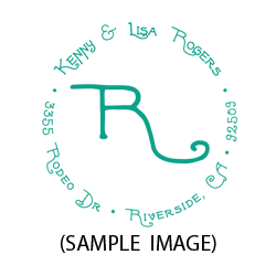 Curled Initial round monogram address stamp on 5 mount options. Hand stamp requires ink pad, not included. Fast & free shipping on orders $100 and over!