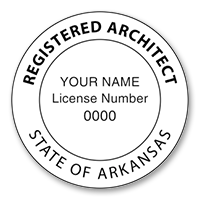 This professional architect stamp for the state of Arkansas adheres to state regulations and provides top quality impressions. Orders over $60 ship free.