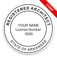 This professional architect stamp for the state of Arkansas adheres to state regulations and provides top quality impressions. Orders over $75 ship free.