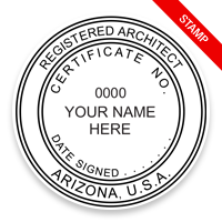 This professional architect stamp for the state of Arizona adheres to state regulations and provides top quality impressions. Orders over $75 ship free.