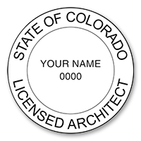 This professional architect stamp for the state of Colorado adheres to state regulations and provides top quality impressions. Orders over $45 ship free.