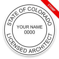 This professional architect stamp for the state of Colorado adheres to state regulations and provides top quality impressions. Orders over $75 ship free.