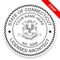 This professional architect stamp for the state of Connecticut adheres to state regulations and provides top quality impressions. Orders over $75 ship free.