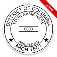 This professional architect stamp for the District of Columbia adheres to state regulations and provides top quality impressions. Orders over $75 ship free.