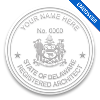 This professional architect embosser for the state of Delaware adheres to state regulations and provides top quality impressions. Orders over $100 ship free.