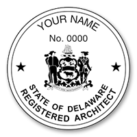 This professional architect stamp for the state of Delaware adheres to state regulations and provides top quality impressions. Orders over $60 ship free.