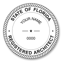 This professional architect stamp for the state of Florida adheres to state regulations and provides top quality impressions. Orders over $75 ship free.
