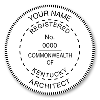 This professional architect stamp for the state of Kentucky adheres to state regulations and provides top quality impressions. Orders over $45 ship free.