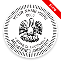 This professional architect stamp for the state of Louisiana adheres to state regulations and provides top quality impressions. Orders over $75 ship free.