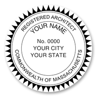 This professional architect stamp for the state of Massachusetts adheres to state regulations and provides top quality impressions. Orders over $45 ship free.