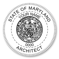 This professional architect stamp for the state of Maryland adheres to state regulations and provides top quality impressions. Orders over $45 ship free.