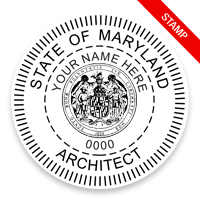 This professional architect stamp for the state of Maryland adheres to state regulations and provides top quality impressions. Orders over $75 ship free.