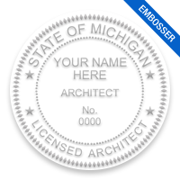 This professional architect embosser for the state of Michigan adheres to state regulations and provides top quality impressions. Orders over $75 ship free.