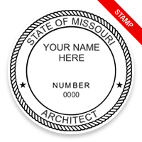 This professional architect stamp for the state of Missouri adheres to state regulations and provides top quality impressions. Orders over $75 ship free.