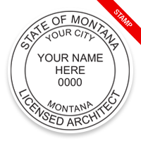 This professional architect stamp for the state of Montana adheres to state regulations and provides top quality impressions. Orders over $75 ship free.