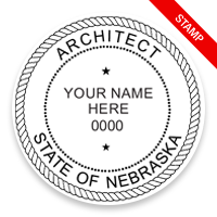 This professional architect stamp for the state of Nebraska adheres to state regulations and provides top quality impressions. Orders over $75 ship free.