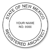 This professional architect stamp for the state of New Mexico adheres to state regulations and provides top quality impressions. Orders over $45 ship free.
