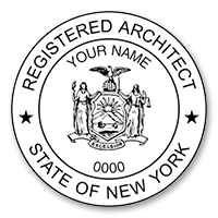 This professional architect stamp for the state of New York adheres to state regulations and provides top quality impressions. Orders over $45 ship free.