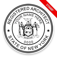 This professional architect stamp for the state of New York adheres to state regulations and provides top quality impressions. Orders over $75 ship free.