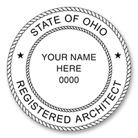 This professional architect stamp for the state of Ohio adheres to state regulations and makes top quality impressions. Orders over $45 ship free.