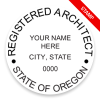 This professional architect stamp for the state of Oregon adheres to state regulations and makes top quality impressions. Orders over $75 ship free.