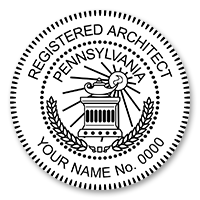 This professional architect stamp for the state of Pennsylvania adheres to state regulations and makes top quality impressions. Orders over $60 ship free.