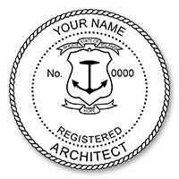 This professional architect stamp for the state of Rhode Island adheres to state regulations and makes top quality impressions. Orders over $45 ship free.