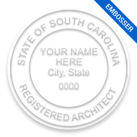 This professional architect embosser for the state of South Carolina adheres to state regulations and makes top quality impressions. Orders over $100 ship free.