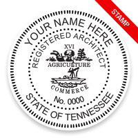 This professional architect stamp for the state of Tennessee adheres to state regulations and makes top quality impressions. Orders over $75 ship free.