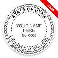 This professional architect stamp for the state of Utah adheres to state regulations and makes top quality impressions. Orders over $75 ship free.