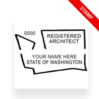 This professional architect stamp for the state of Washington adheres to state regulations and makes top quality impressions. Orders over $75 ship free.