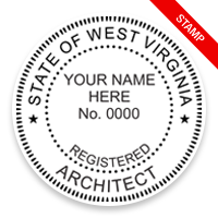 This professional architect stamp for the state of West Virginia adheres to state regulations and makes top quality impressions. Orders over $75 ship free.