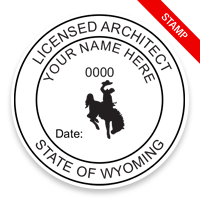 This professional architect stamp for the state of Wyoming adheres to state regulations and makes top quality impressions. Orders over $75 ship free.