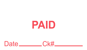 Pick your stamp size from 4 sizes and choose from 5 standard & 6 premium colors on this PAID with Date/Ck# self-inking stock stamp. Orders over $100 ship free!