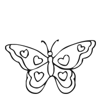 Butterfly with hearts self-inking rubber stamp available in your choice of 4 sizes and 11 ink colors. Re-ink with Ideal ink. Orders over $75 ship free!