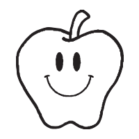 Apple with smiley face self-inking rubber stamp available in your choice of 4 sizes and 11 ink colors. Refillable with Ideal ink. Orders over $60 ship free.